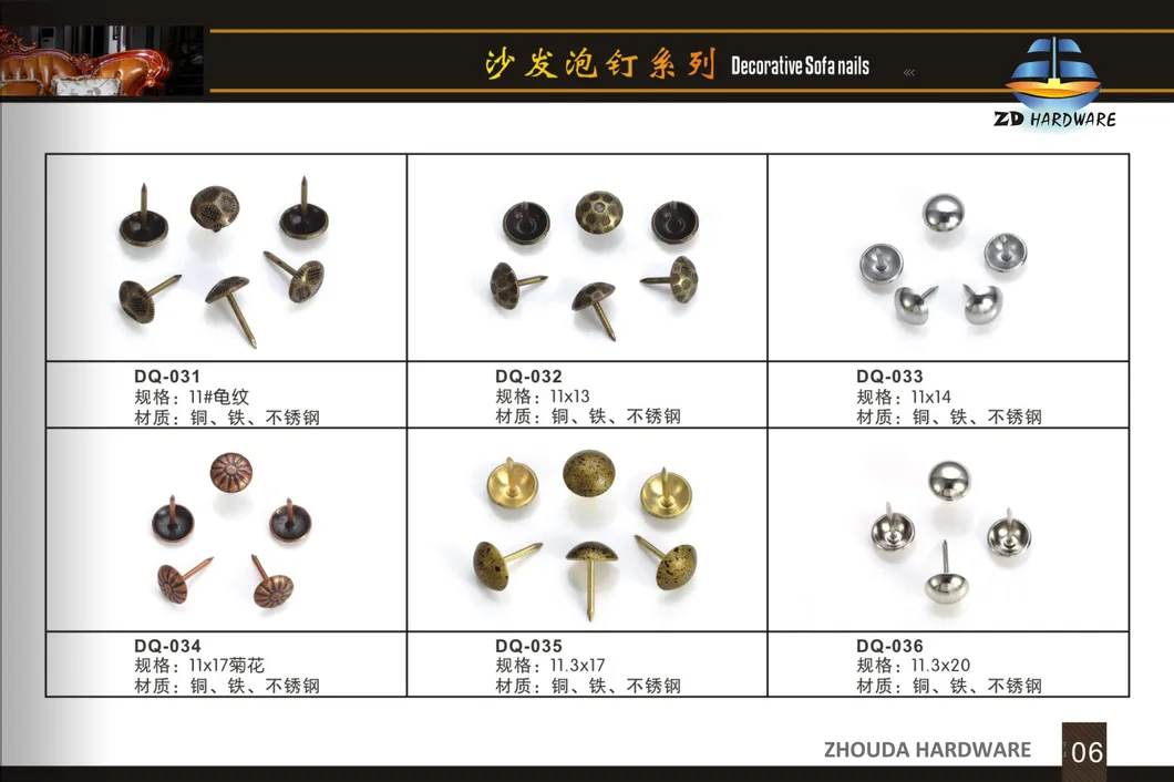 Furniture Sofa Chair Bed Decorative Nails Crystal Button Bronze Nails