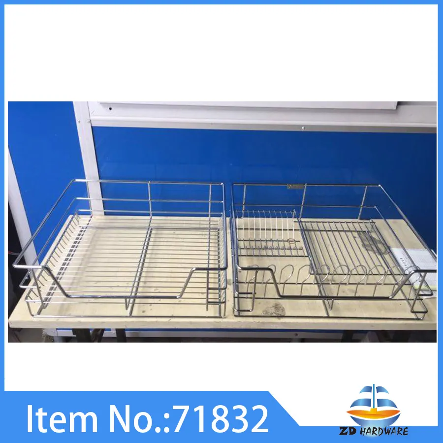 Kitchen Chrome Steel Wire Veg Baskets Dish Drying Racks Iron Storage Countertop Organizer 500mm