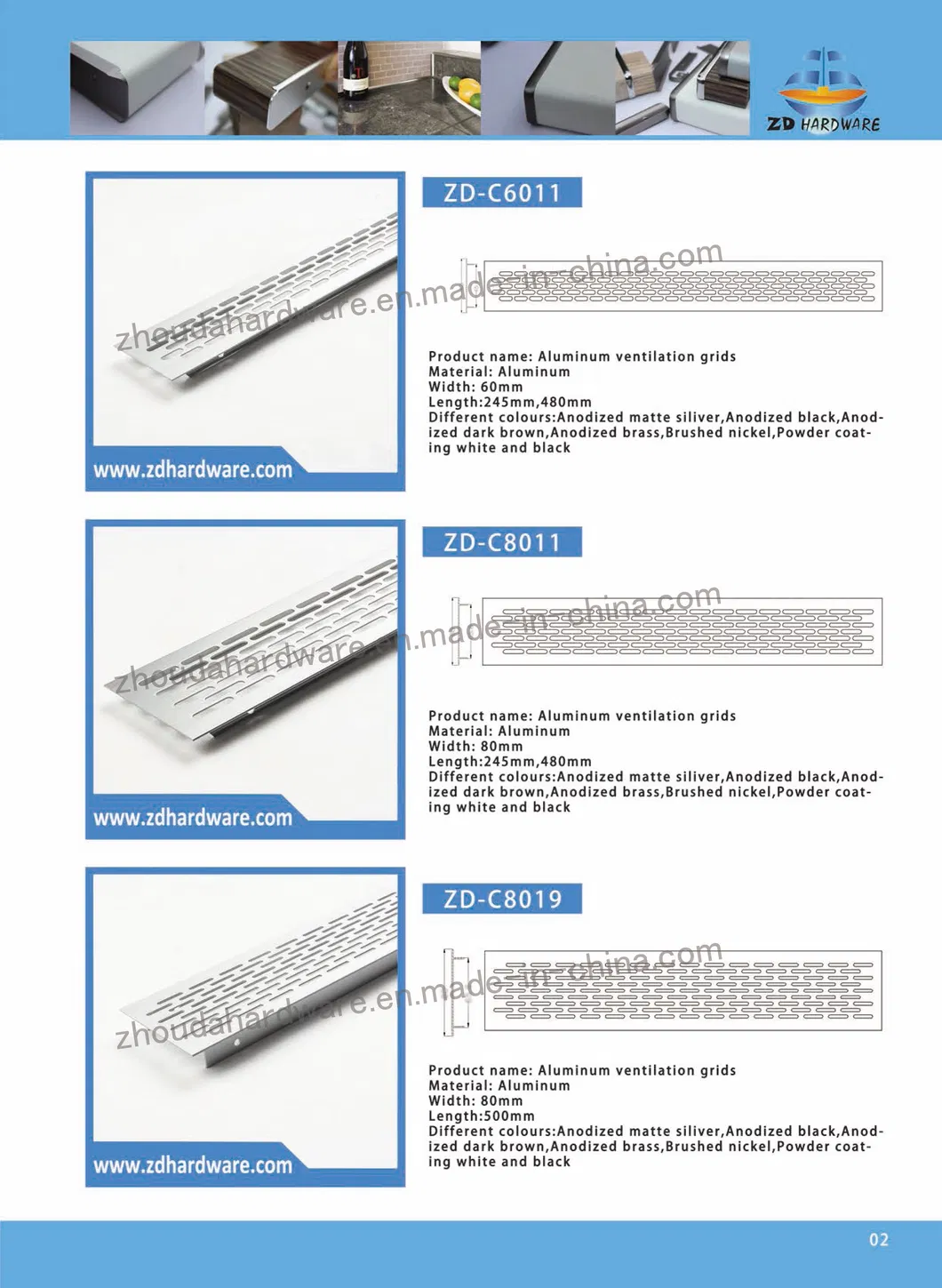 Aluminum Air Vents Grids Profiles Kitchen Cabinet Ventilation Grills