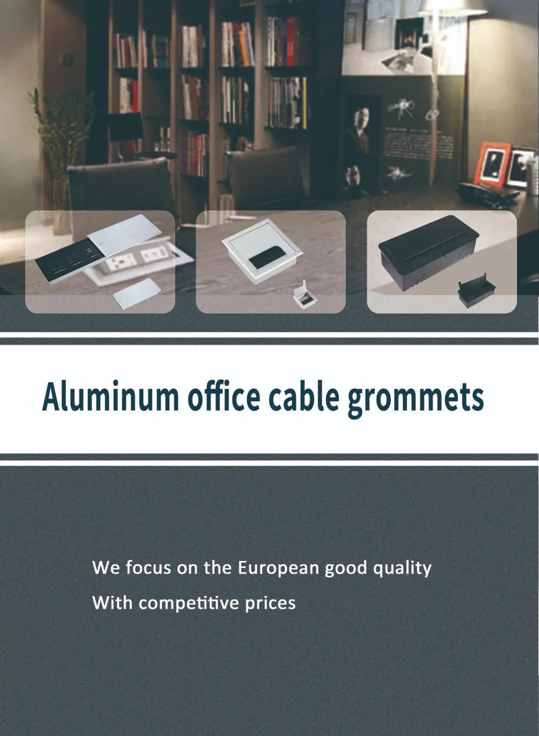 Buffer Aluminium Brush Cable Box / Aluminum Desk Line Box