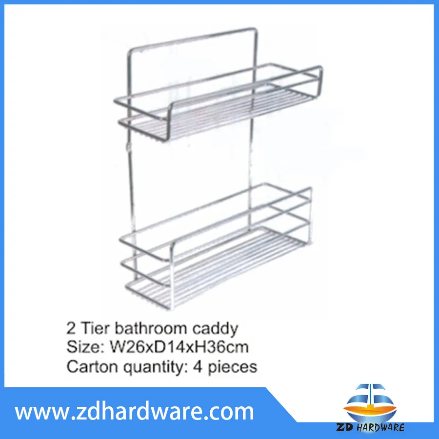2 Tier Bathroom Caddy Shower Shelf Rack Chrome Shampoo Baskets