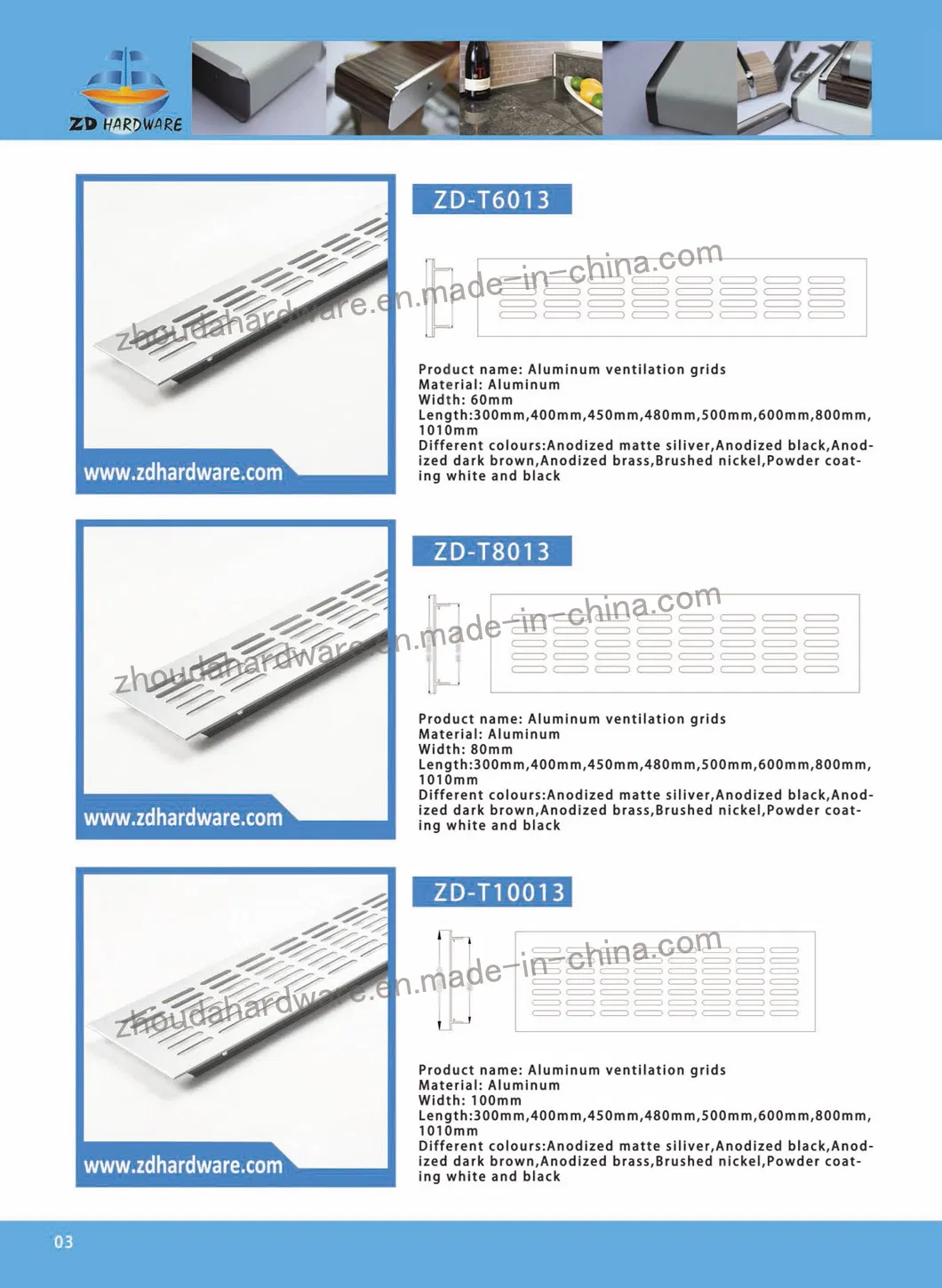Aluminum Air Vents Grids Profiles Kitchen Cabinet Ventilation Grills