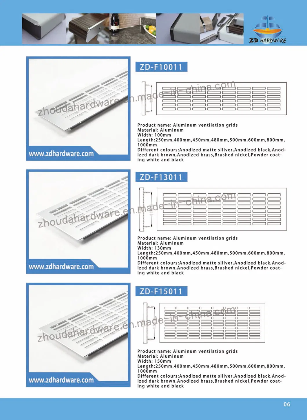 Aluminum Profile Aluminum Ventilation Grills Air Vents Grids Kitchen Accessories Air Outlet Grille