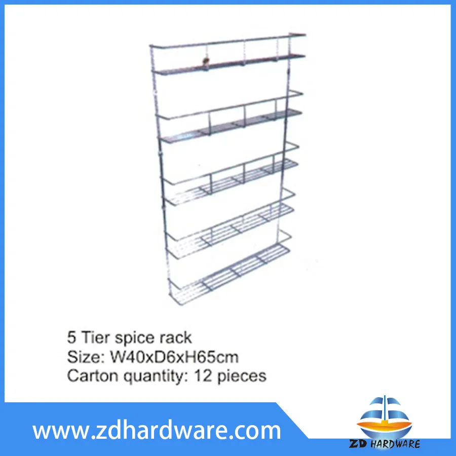 5 Tier Spice Racks Wall Mounted Spice Bottle Organzier Holder Kitchenware Baskets