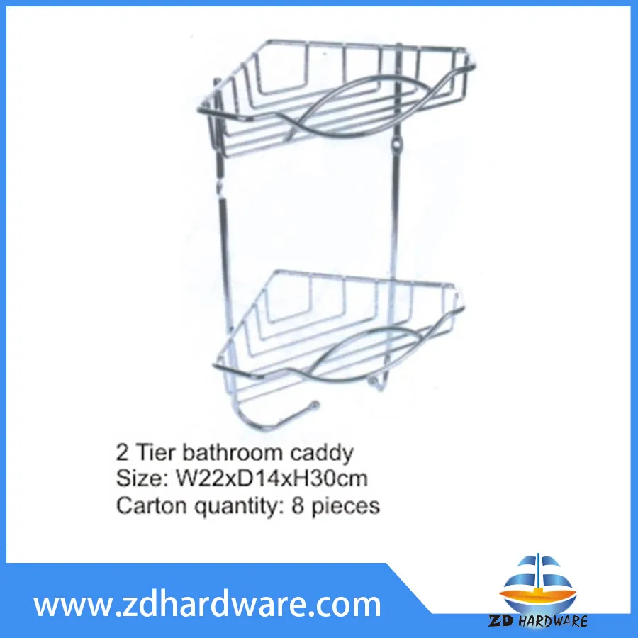 2 Tier Bathroom Baskets Shower Shelf Caddy Shampoo Rack Fittings Hardware