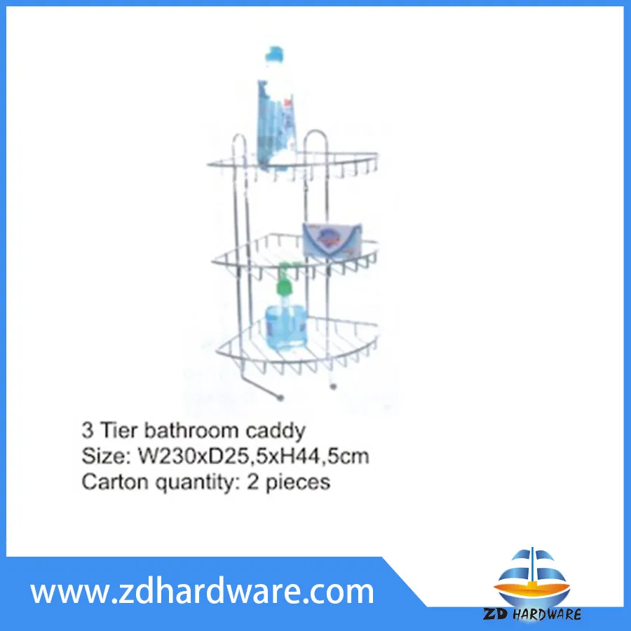 3 Tier Bathroom Hook Hanging Corner Baskets Shampoo Shower Rack Caddy