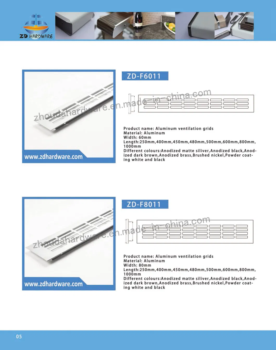 Aluminum Air Vents Grids Profiles Kitchen Cabinet Ventilation Grills