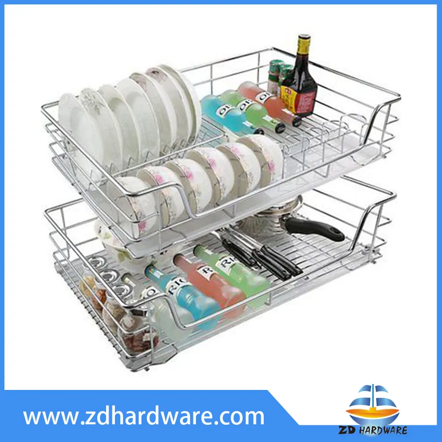Chrome Basket Kitchen Pull out Baskets Multifunction Cabinet Accessories