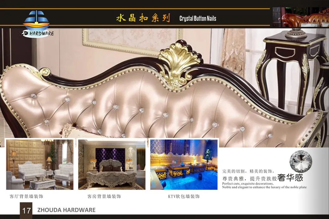 Elegant Crystal Button Decorative Nails for Stylish Furniture