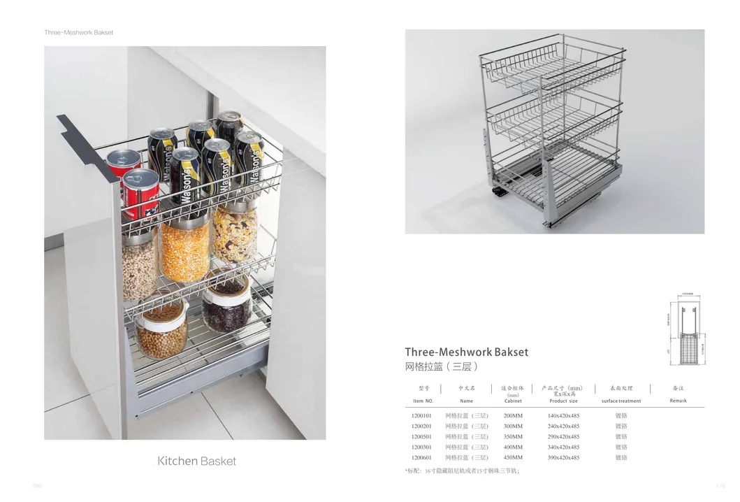Flat Steel Basket 3D Kitchen Wire Basket
