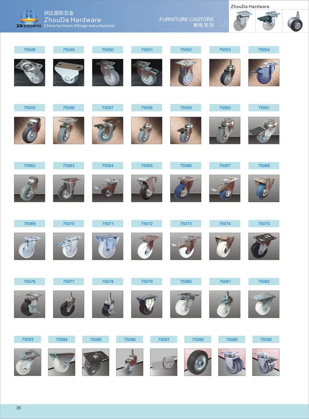 Fixed PU Castors Wheel Industrial Caster Good Quality Factory