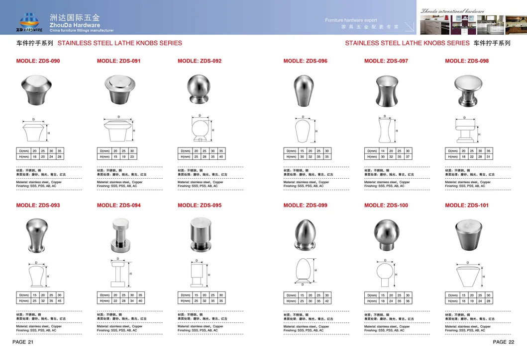 China-Made Zds-095 Furniture Pull with Stainless Steel Finish