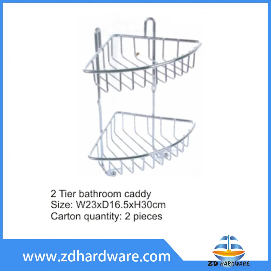 2 Tier Bathroom Hanging Caddy Corner Baskets Shower Racks Shampoo Hook Basket