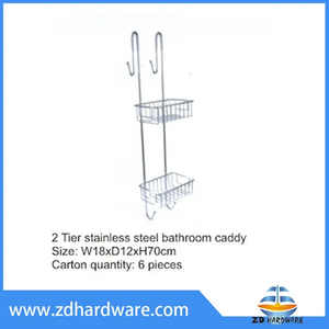 2 Tier Hook Hanging Corner Baskets Bathroom Shower Caddy