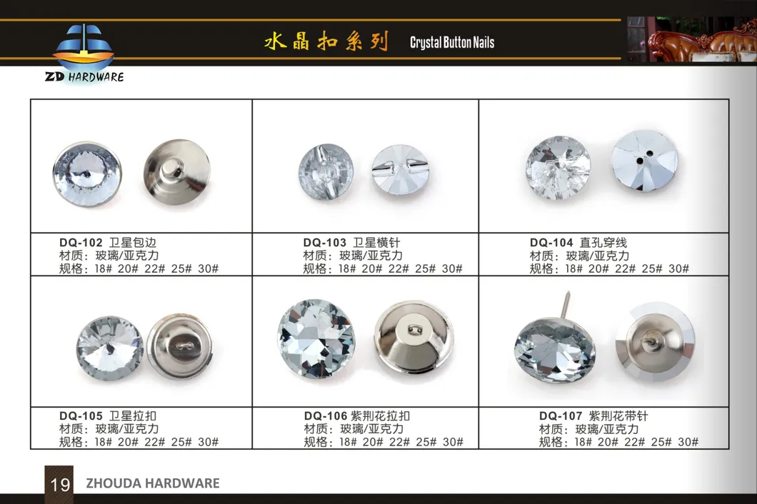 Crystal Decorative Nails for Furniture Decoration, Crystal Knob